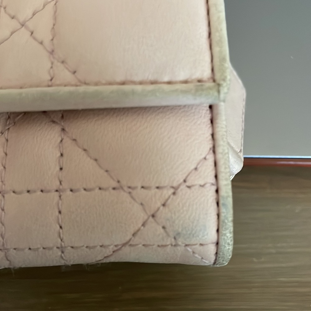 (MT150) Authentic Lady Dior Pink Cannage Quilt Lambskin Wallet on Chain - Picture 15 of 15